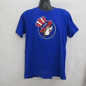 4th of July Blue Shirt Mens Large Short Sleeve Crew Neck Cotton Casual Preppy